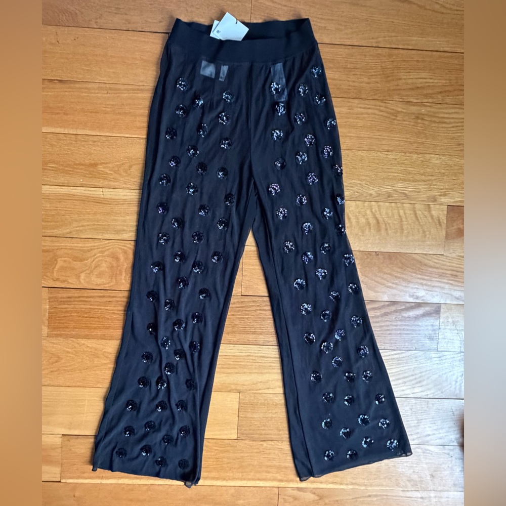 NEW Special Edition Sheer Black Sequin Embellished Pants